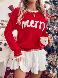 Carola | Christmas Sweater with Embroidered Crew Neck for Women