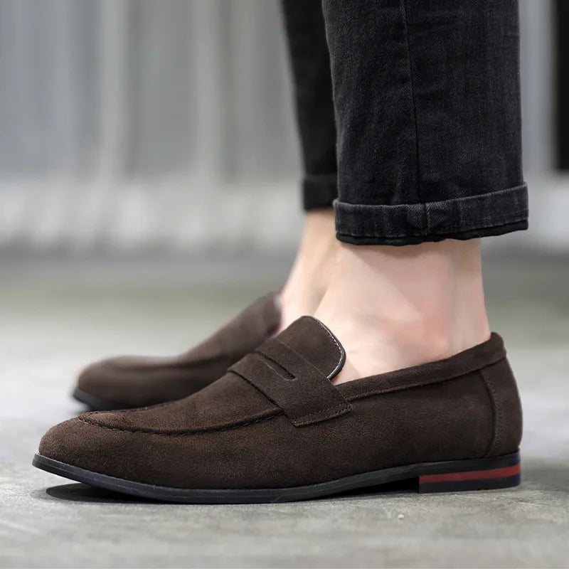 Tobias | Suede Slip-On Loafers with Stitch Detail for Men