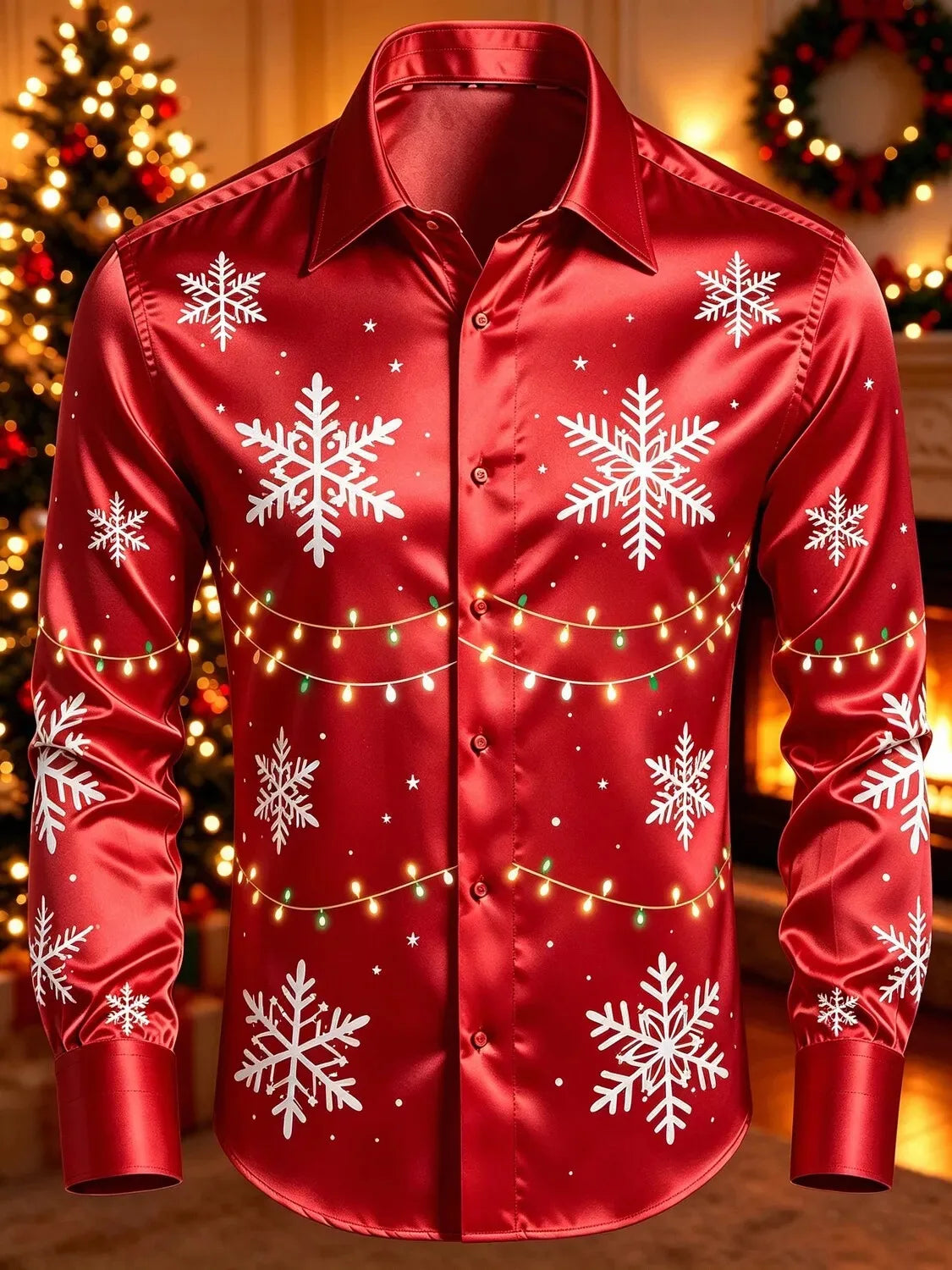 Jurriaan | Reindeer Print Button-Down Christmas Blouse for Men