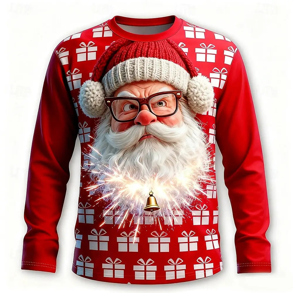 Rudy | Graphic Santa Print Crew Neck Christmas Sweater for Men