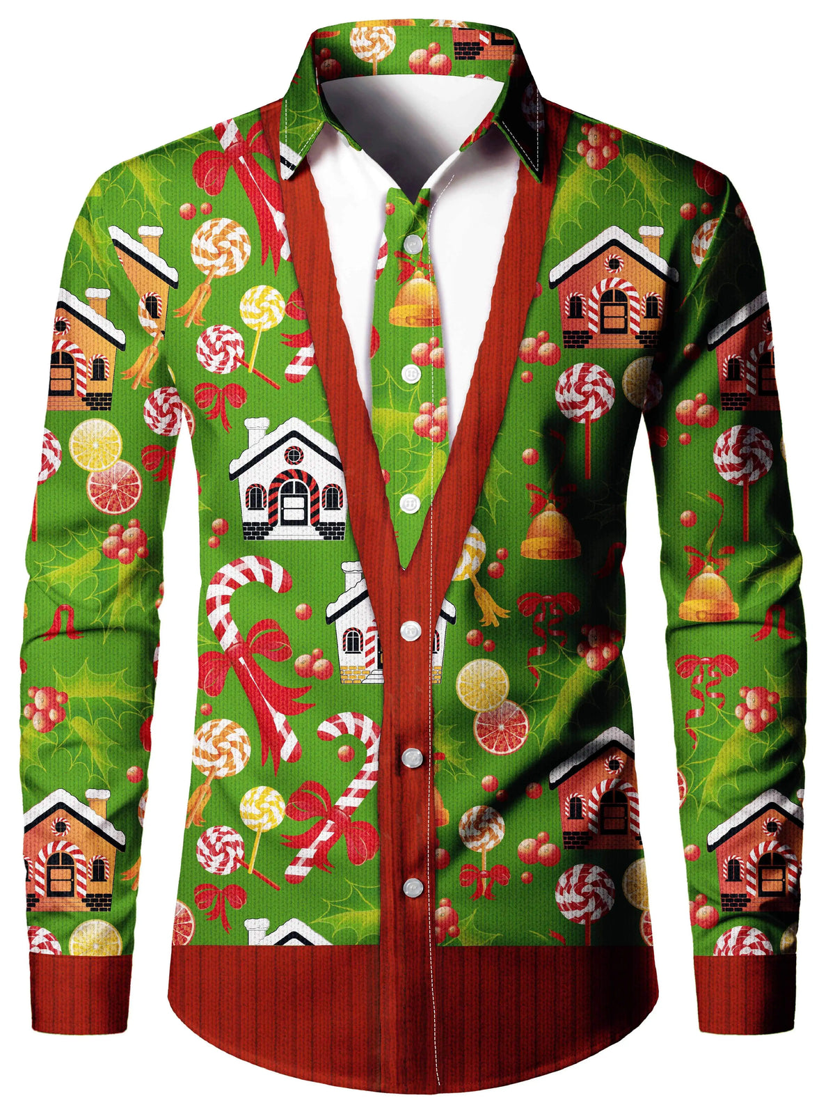 Scott | Christmas Blouse Faux-Tailcoat Button-Down Shirt for Men