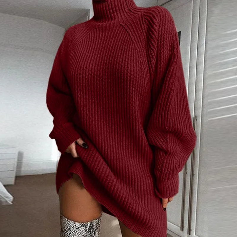 Lykke | Ribbed Turtleneck Sweater Dress for Women
