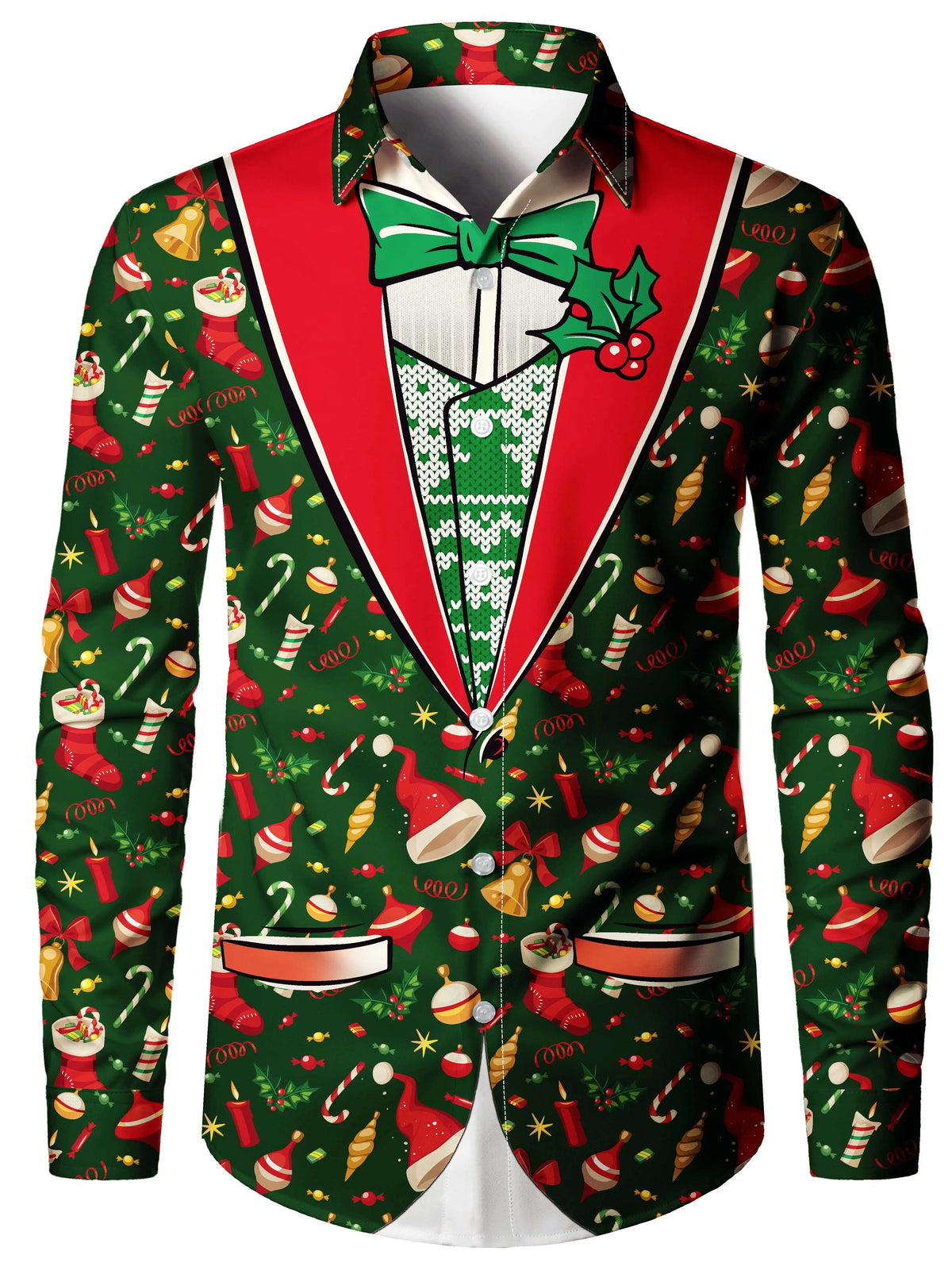 Scott | Christmas Blouse Faux-Tailcoat Button-Down Shirt for Men