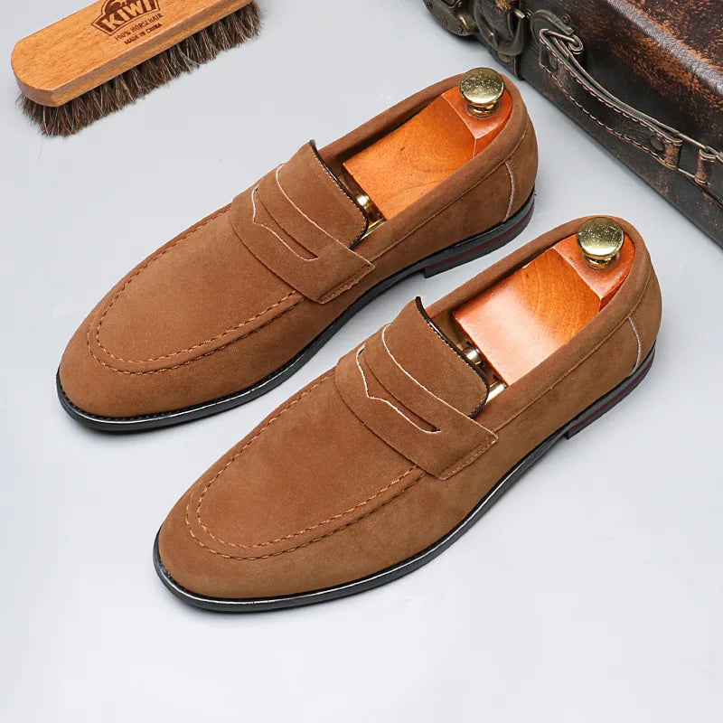 Tobias | Suede Slip-On Loafers with Stitch Detail for Men
