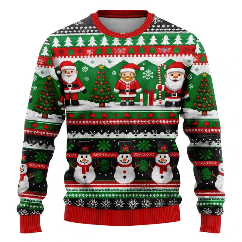 Etienne | Snowman Print Crewneck Christmas Sweater for Men