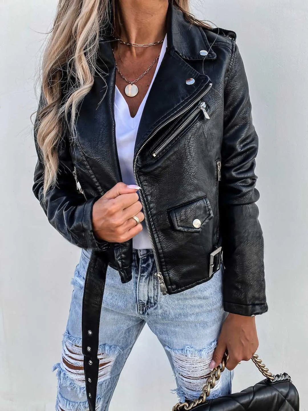Mirelle | Tailored Slim Fit Leather Jacket for Women
