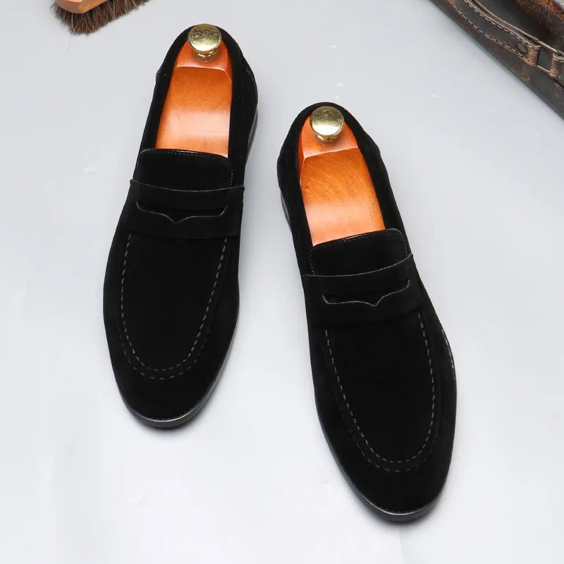 Tobias | Suede Slip-On Loafers with Stitch Detail for Men