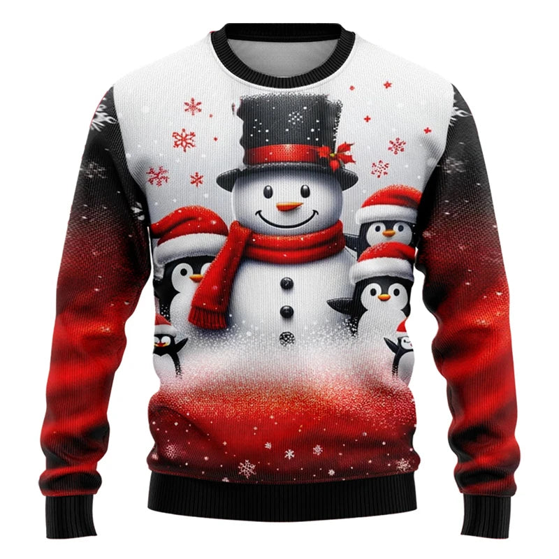 Etienne | Snowman Print Crewneck Christmas Sweater for Men