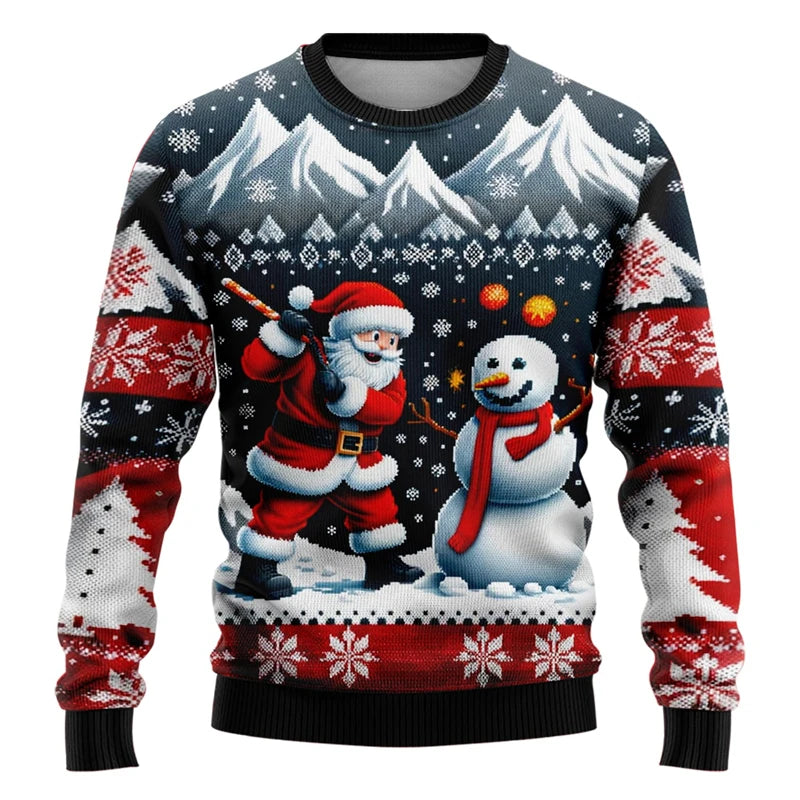 Etienne | Snowman Print Crewneck Christmas Sweater for Men