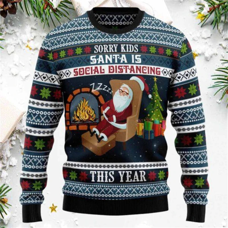 Immanuel | Graphic Santa Print Crew Neck Christmas Sweater