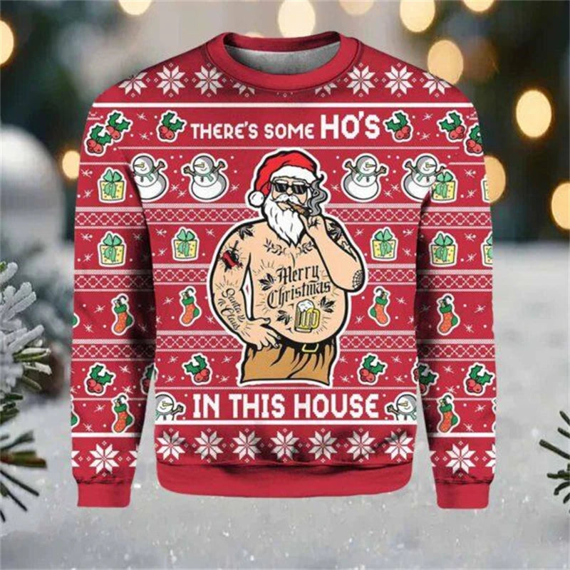 Immanuel | Graphic Santa Print Crew Neck Christmas Sweater