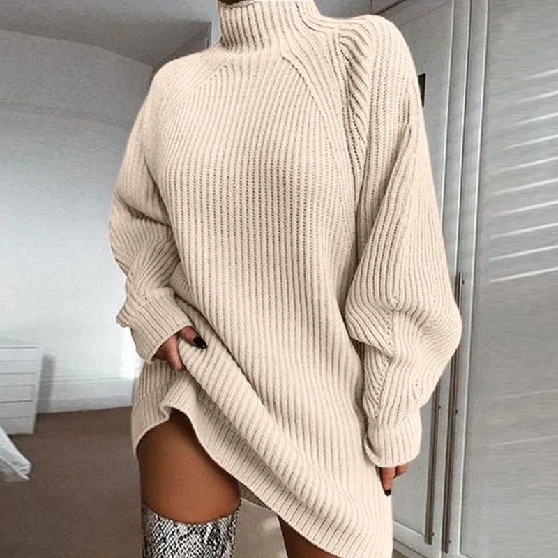 Lykke | Ribbed Turtleneck Sweater Dress for Women