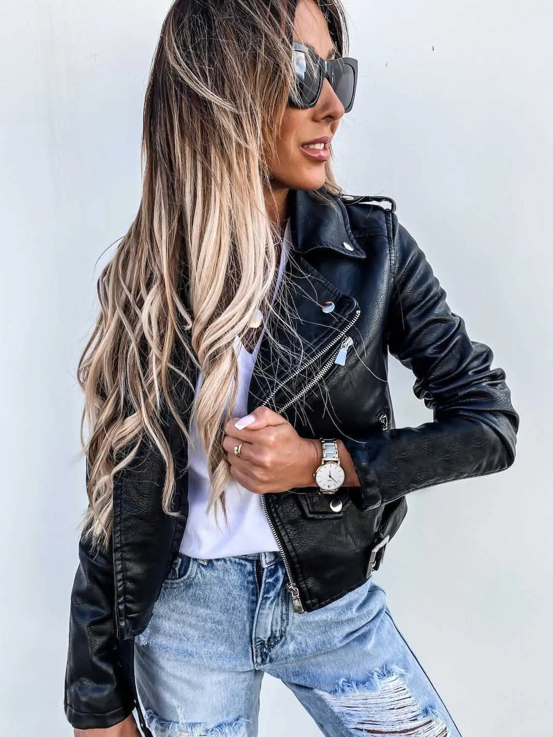 Mirelle | Tailored Slim Fit Leather Jacket for Women
