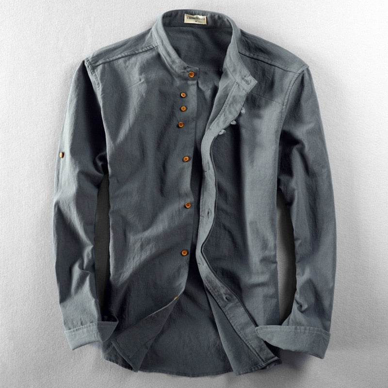 Ole | Stand Collar Button-Front Shirt for Men