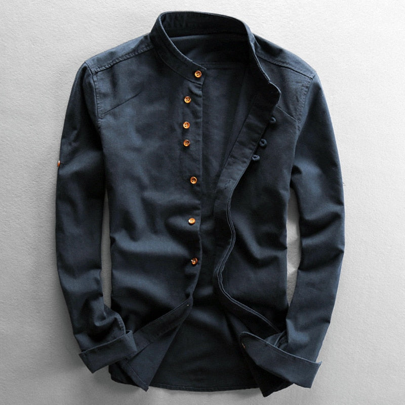 Ole | Stand Collar Button-Front Shirt for Men