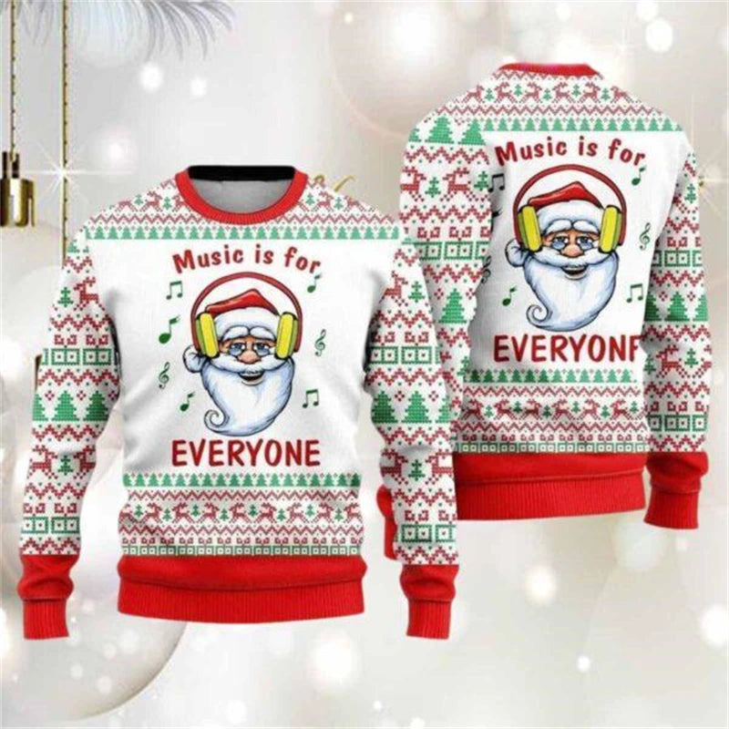 Immanuel | Graphic Santa Print Crew Neck Christmas Sweater