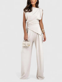 Sharon | Women's Two Piece Set Sleeveless Top Wide Leg Pants