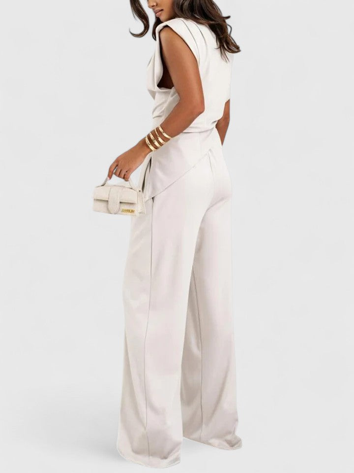 Sharon | Women's Two Piece Set Sleeveless Top Wide Leg Pants