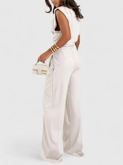 Sharon | Women's Two Piece Set Sleeveless Top Wide Leg Pants