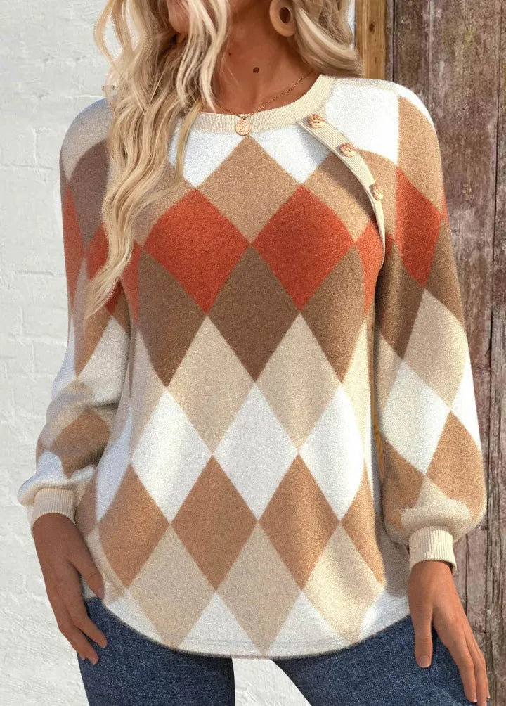Sign | Checkered Knit with Button Detail 0