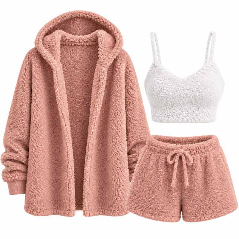 Gudrun | Three-Piece Cropped Cardigan Lounge Set for Women