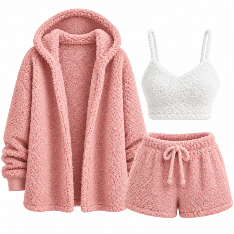 Gudrun | Three-Piece Cropped Cardigan Lounge Set for Women