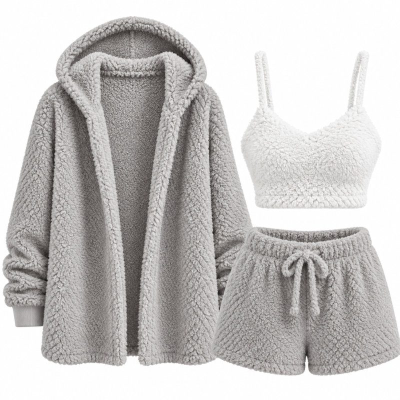 Gudrun | Three-Piece Cropped Cardigan Lounge Set for Women