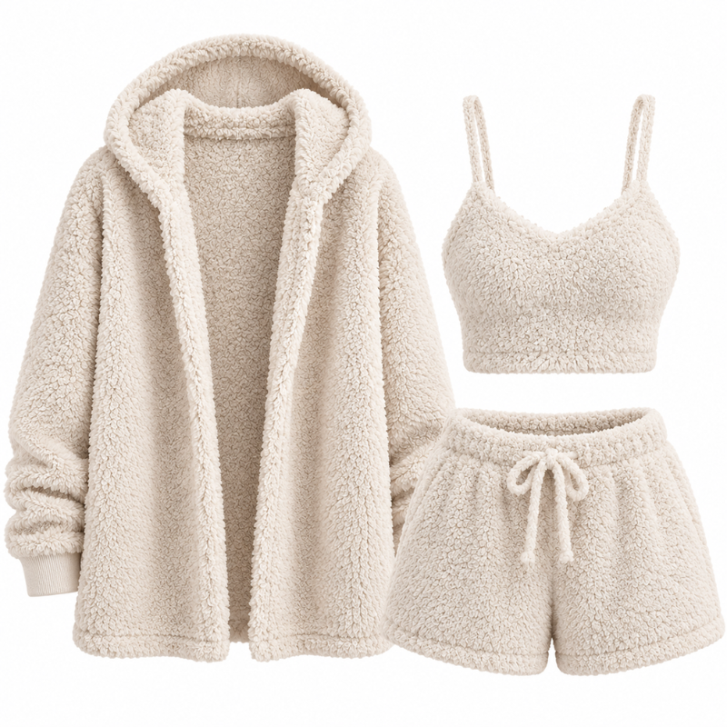 Gudrun | Three-Piece Cropped Cardigan Lounge Set for Women