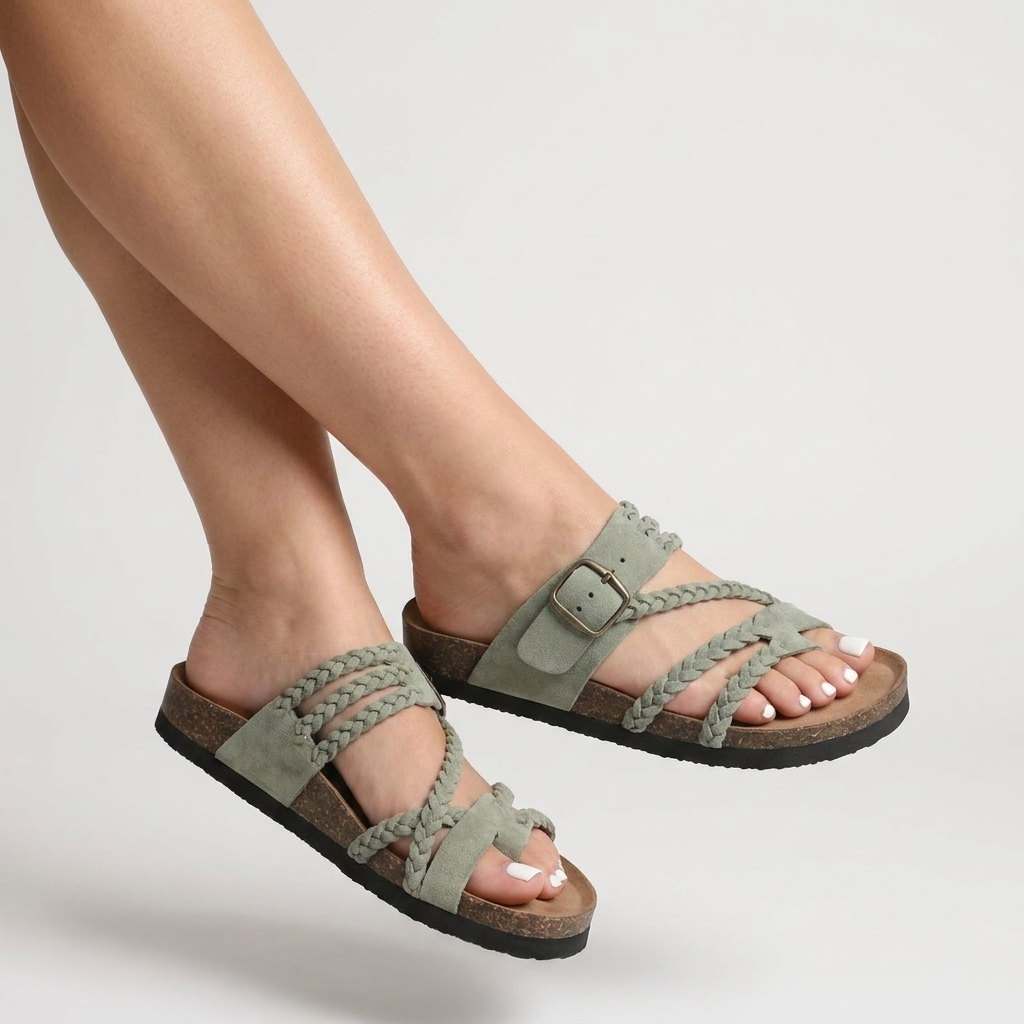 Sophia | Braided Cork Sandals 1