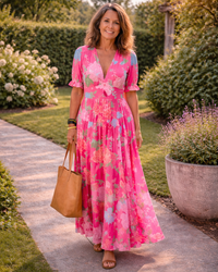 Brianna | Women's Midi Dress V-Neck Flutter Sleeve Summer