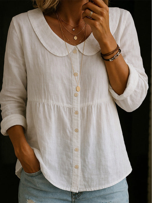 Sophia | Womens Blouse with Long Sleeves and Peter Pan Collar 0