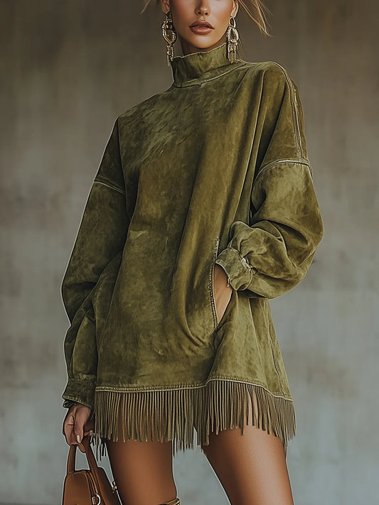 Octavia™ | Elegant Faux Suede Womens Dress