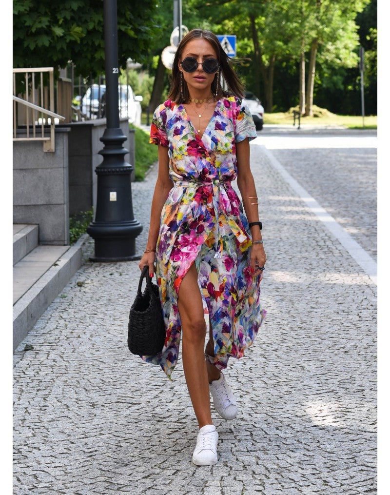 Talia™ | Stylish V-Neck Floral Dress 0