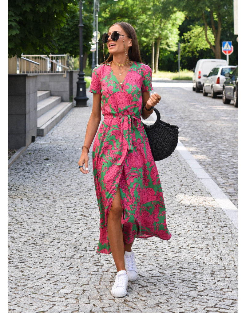 Talia™ | Stylish V-Neck Floral Dress 3