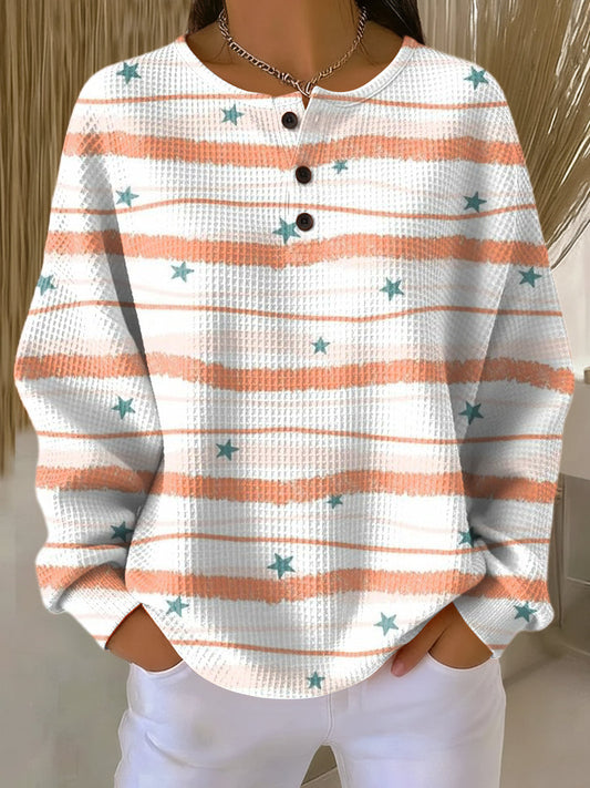 Tara | Sweater with Stripes and Star Pattern 0