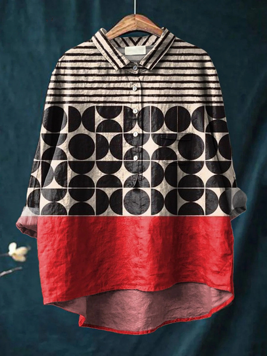 Tessa | Artistry Geometric Pattern Printed Women's Casual  Shirt 0