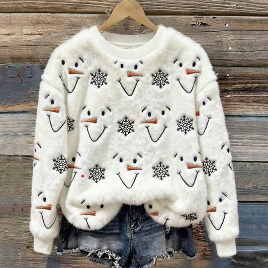 Tessa™ | Cozy Fluffy Sweater with Cheerful Snowman Design