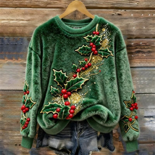 Tessa™ | Holly Berry Plush Luxe Sweater