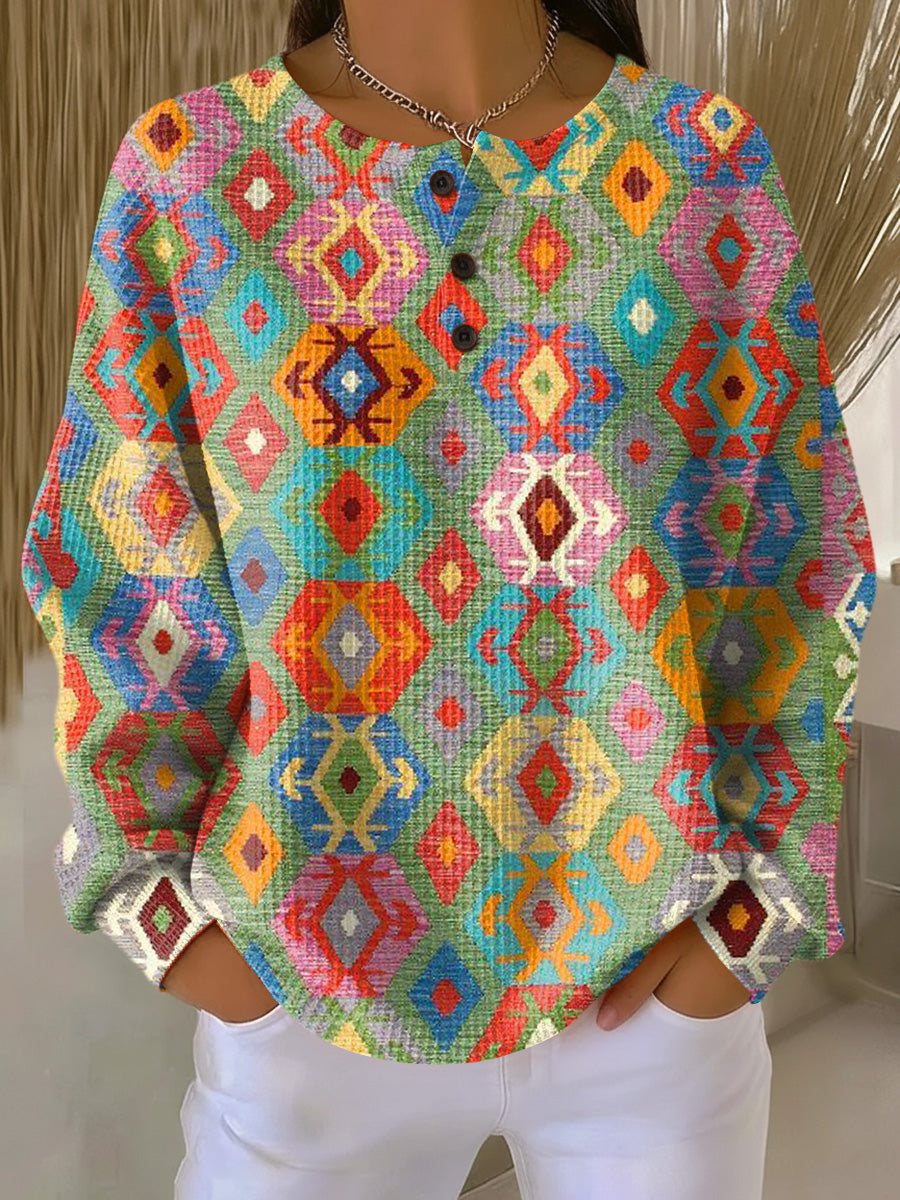 Tilde | Colorful Sweater with Checkered Pattern 0