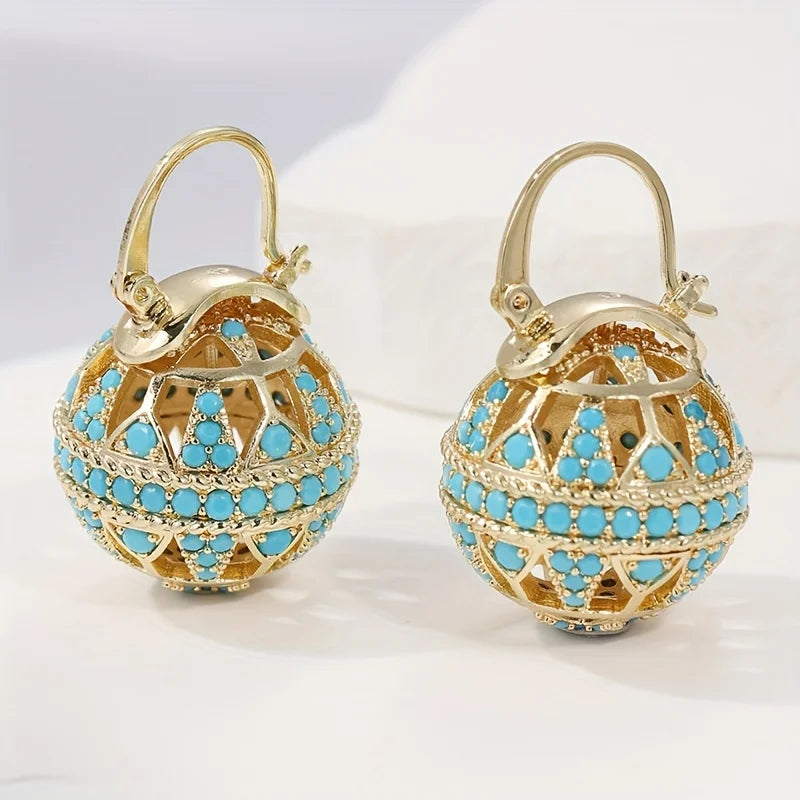 Turquoise Filigree Globe Drop Earrings 0
