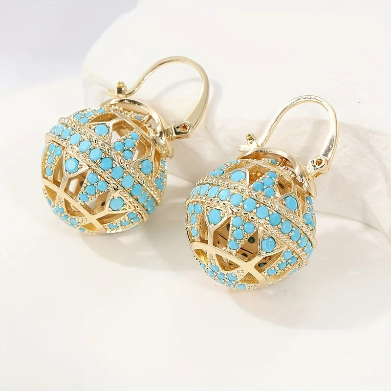 Turquoise Filigree Globe Drop Earrings 3