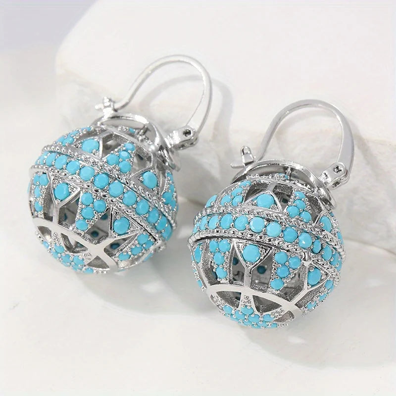 Turquoise Filigree Globe Drop Earrings 4