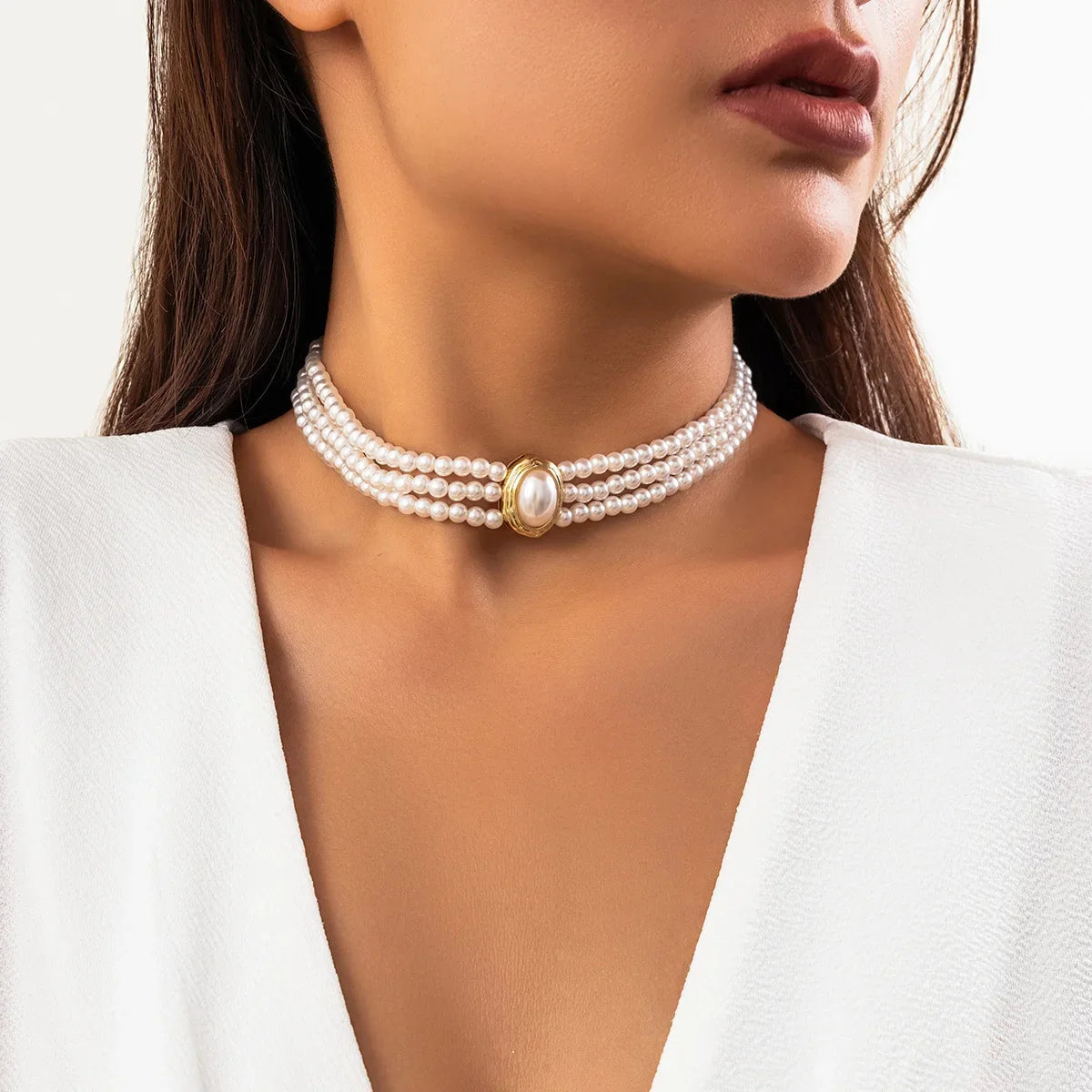 Turquoise Triple-Strand Choker Necklace 2