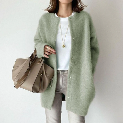 Aafke | Oversized Ribbed Longline Cardigan with Button-Down Front