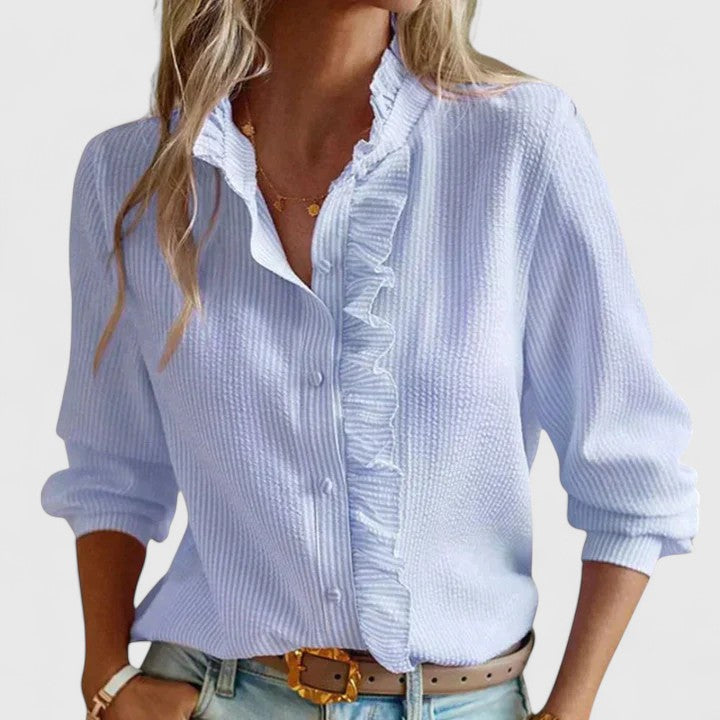 Yasmine | Women's Long Sleeve Blouse Stand Collar Work Top