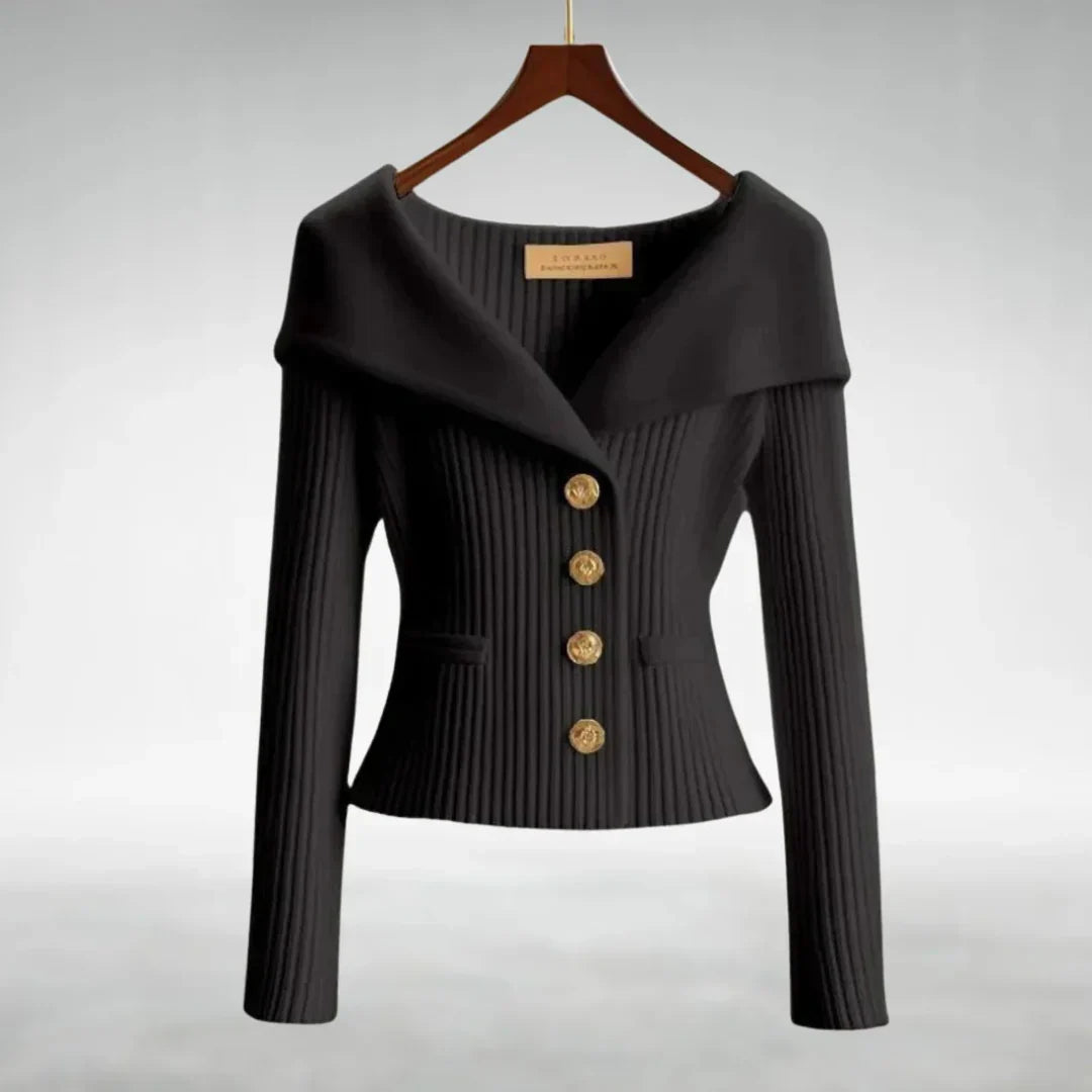 Venice | Women's Black Cardigan Sweater, V-Neck Button Front