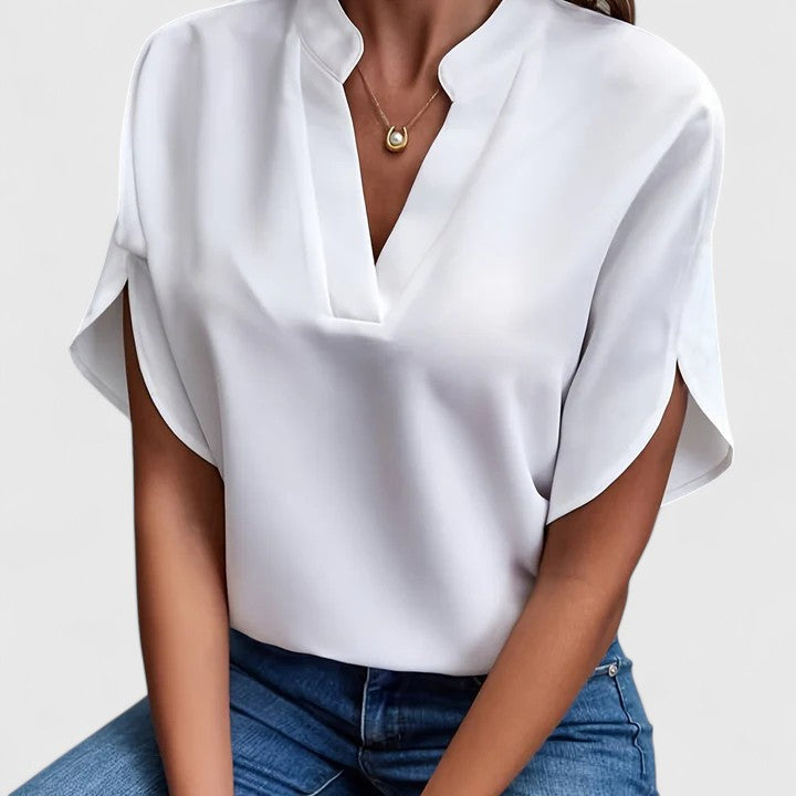 Klea | Women's Elegant V-Neck Blouse - Work to Weekend
