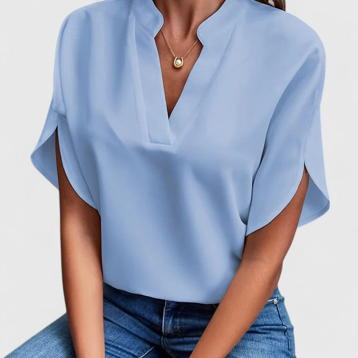 Klea | Women's Elegant V-Neck Blouse - Work to Weekend