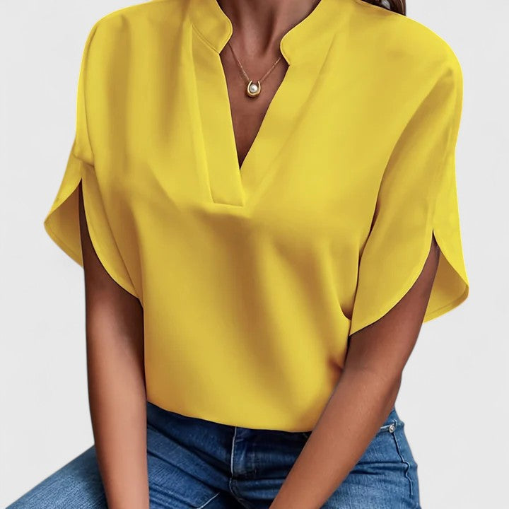 Klea | Women's Elegant V-Neck Blouse - Work to Weekend