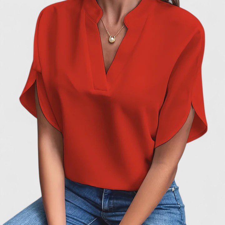 Klea | Women's Elegant V-Neck Blouse - Work to Weekend